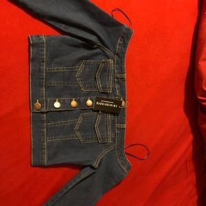 Off shoulder Woven Top - DarkDenim